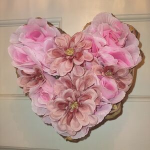 Pink and Brown Floral Heart Wall Accent